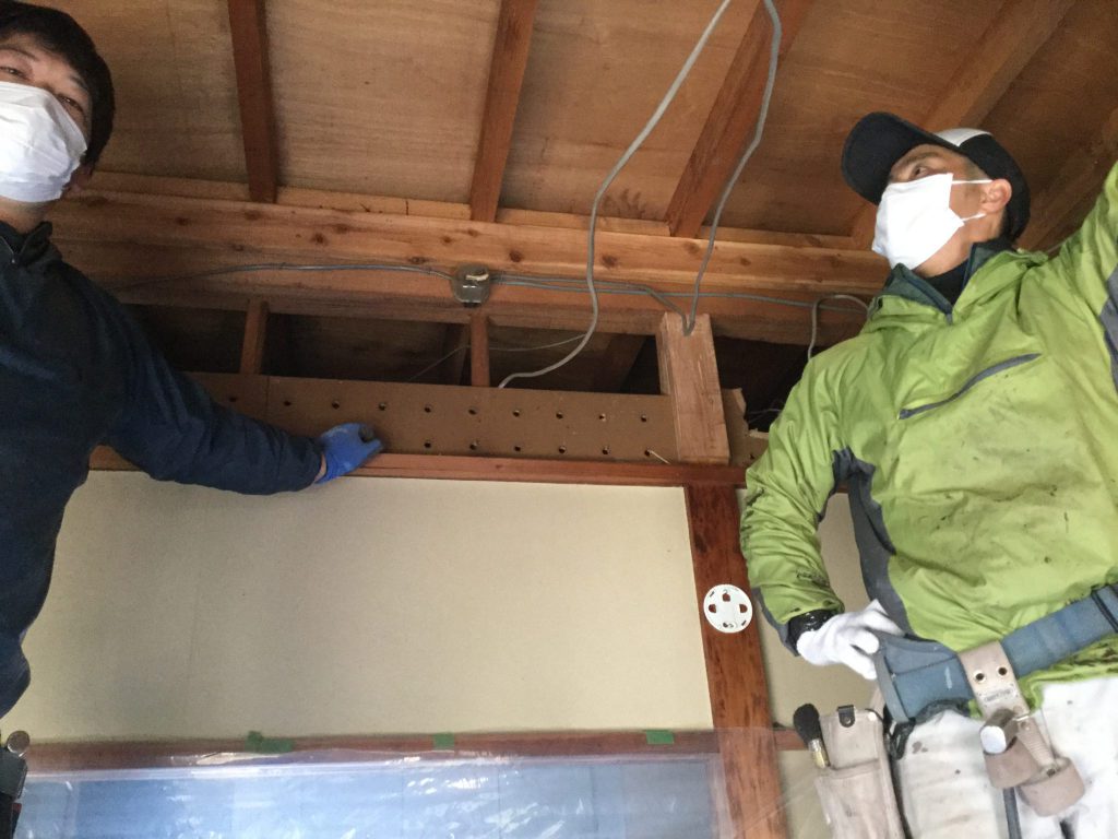 2世帯住宅　2階の騒音防止　和室　天井遮音材工事